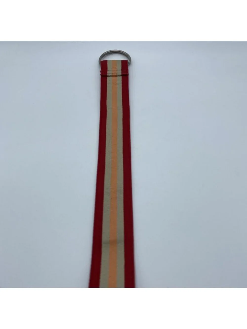 Unbranded Red Tan Orange Striped D-Ring Belt Men's Size L End to End 46